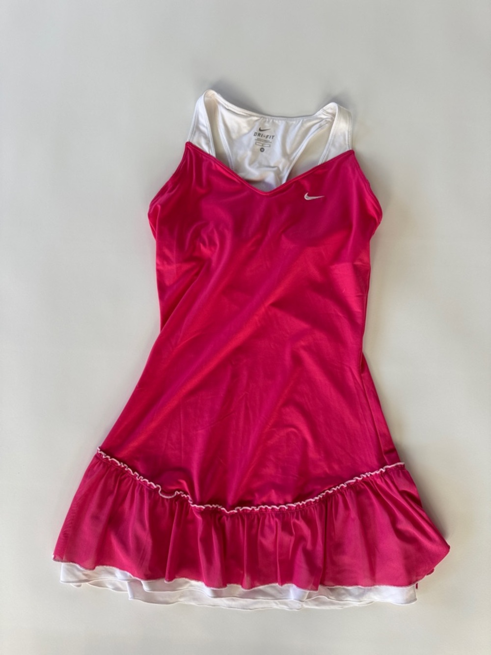 Nike Dri-Fit Pink/ White Ruffle Bottom Tennis Dress